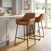 Tabouret de Bar Cuir Véritable - Kanto Marron 