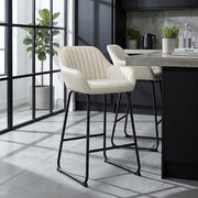 Tabouret de Bar Cuir Véritable - Kanto Crème 