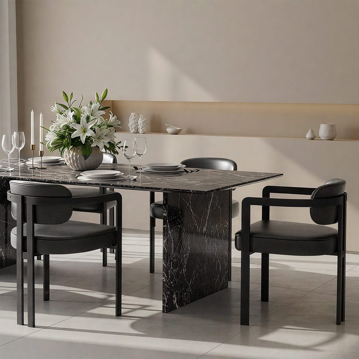 Chaise Cuir Véritable - Kara Noir