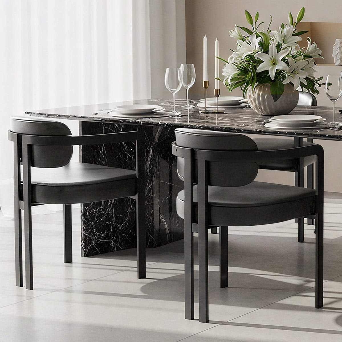 Chaise Cuir Véritable - Kara Noir