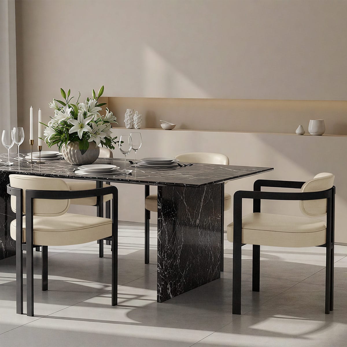 Chaise Cuir Véritable - Kara Crème