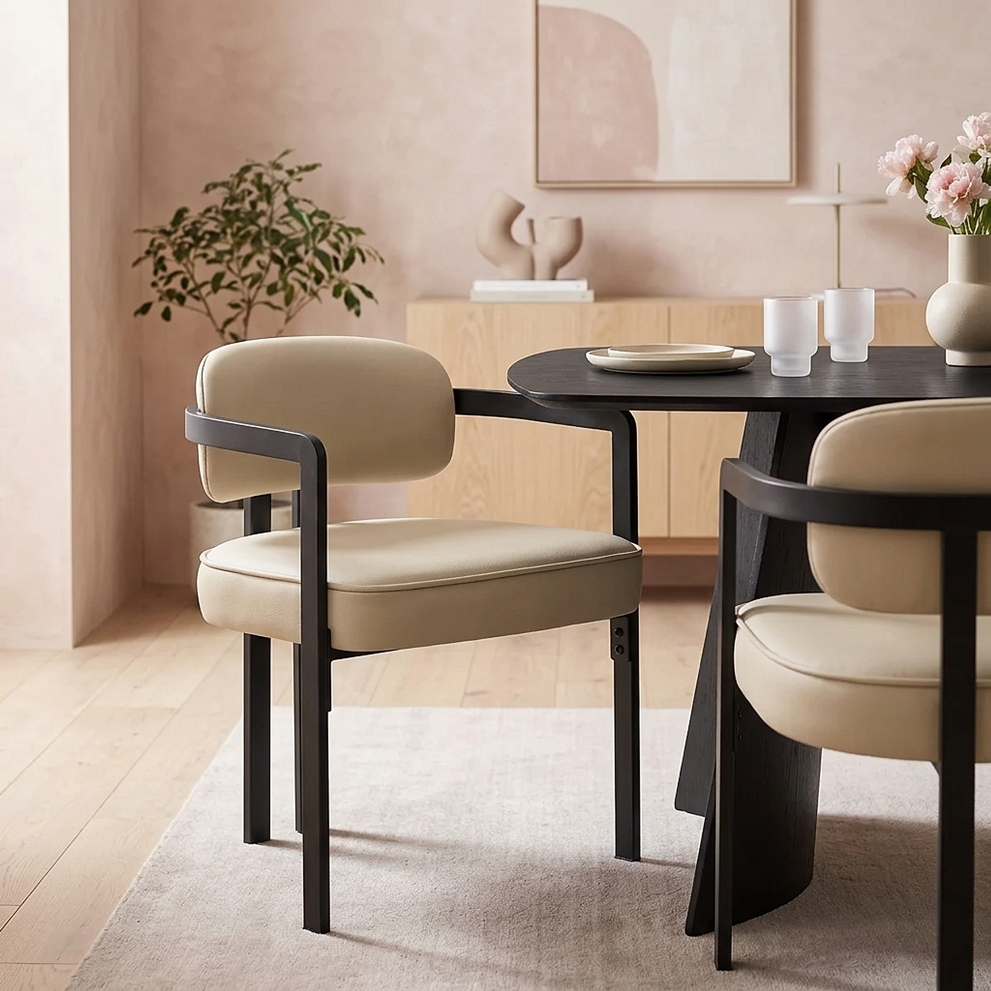 Chaise Cuir Véritable - Kara Crème