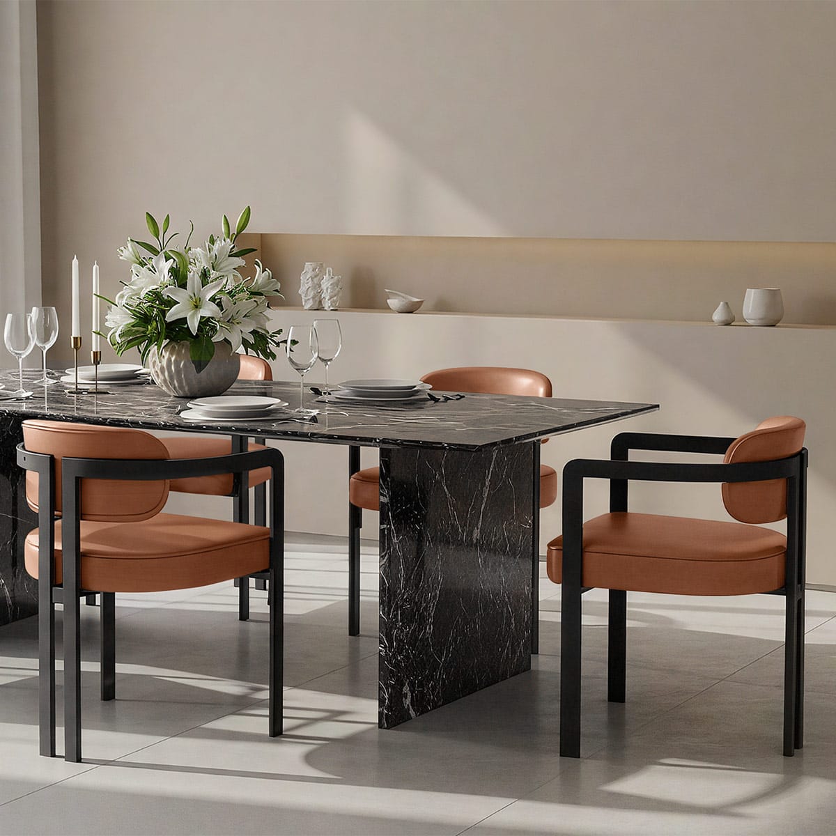 Chaise Cuir Véritable - Kara Marron