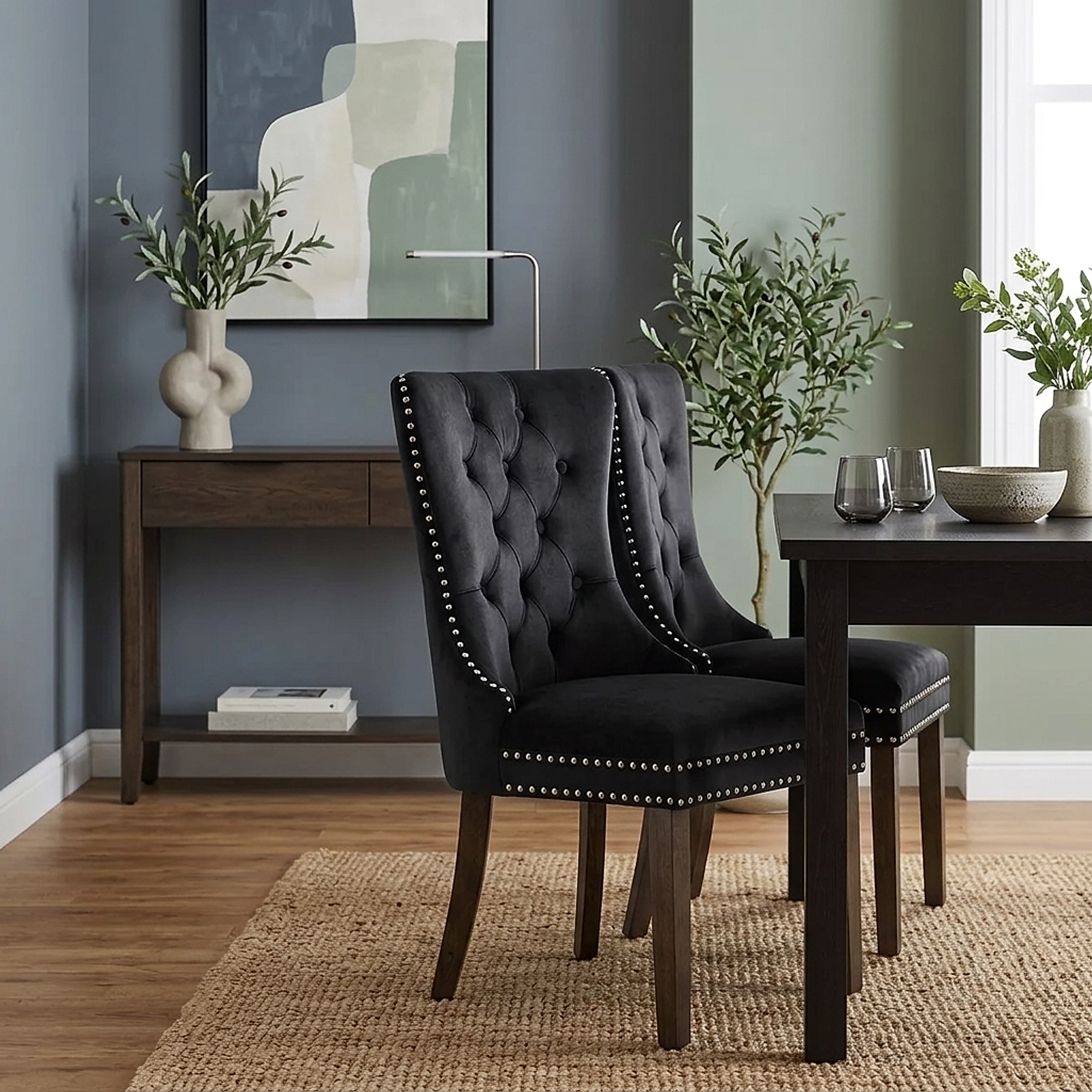 Kensington Dining Chair Black Velvet