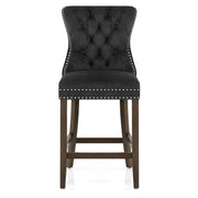Kensington Wooden Stool Black Velvet