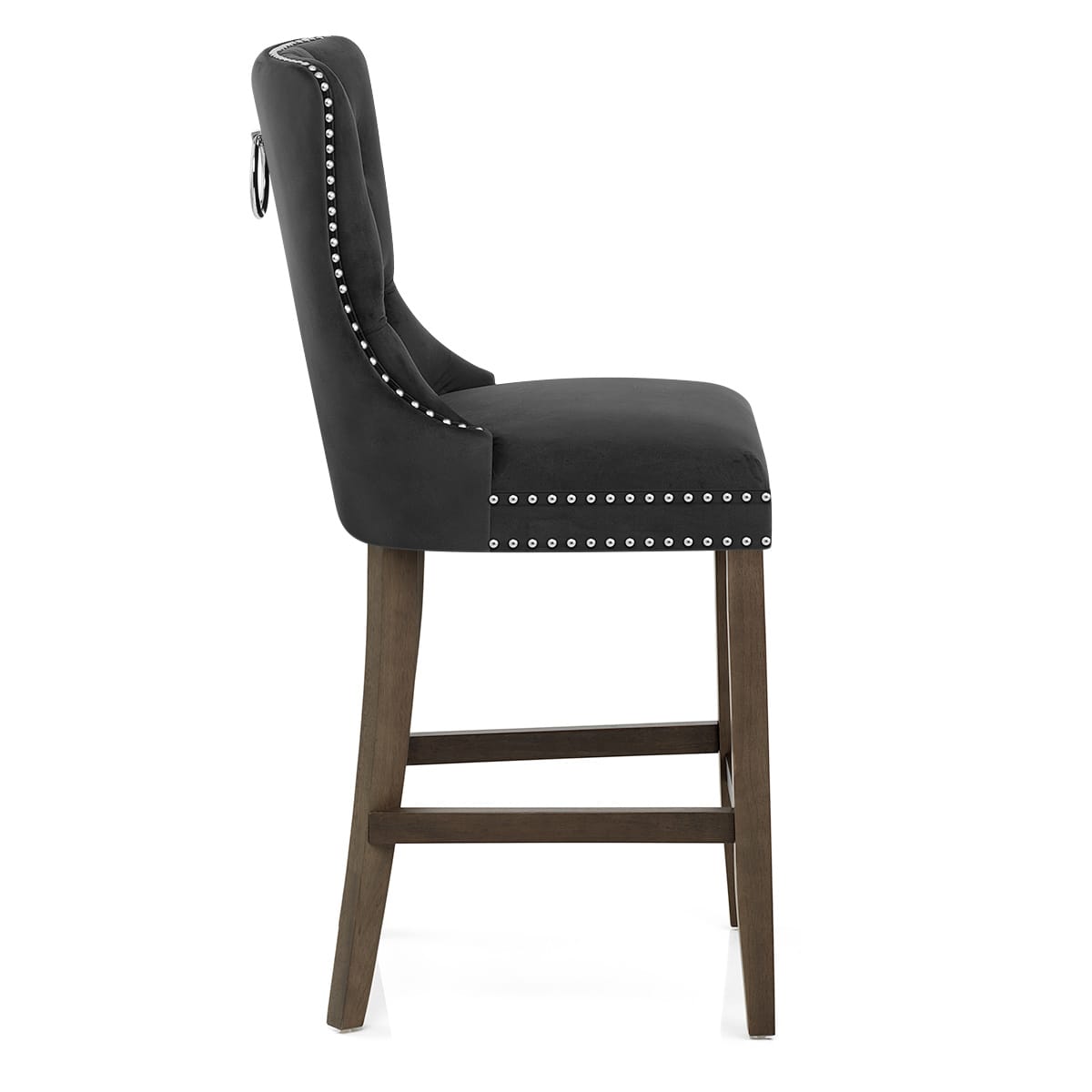 Tabouret de Bar Bois Velours - Kensington Noir 