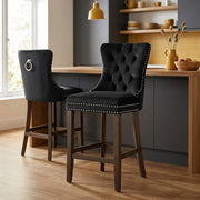 Tabouret de Bar Bois Velours - Kensington Noir 