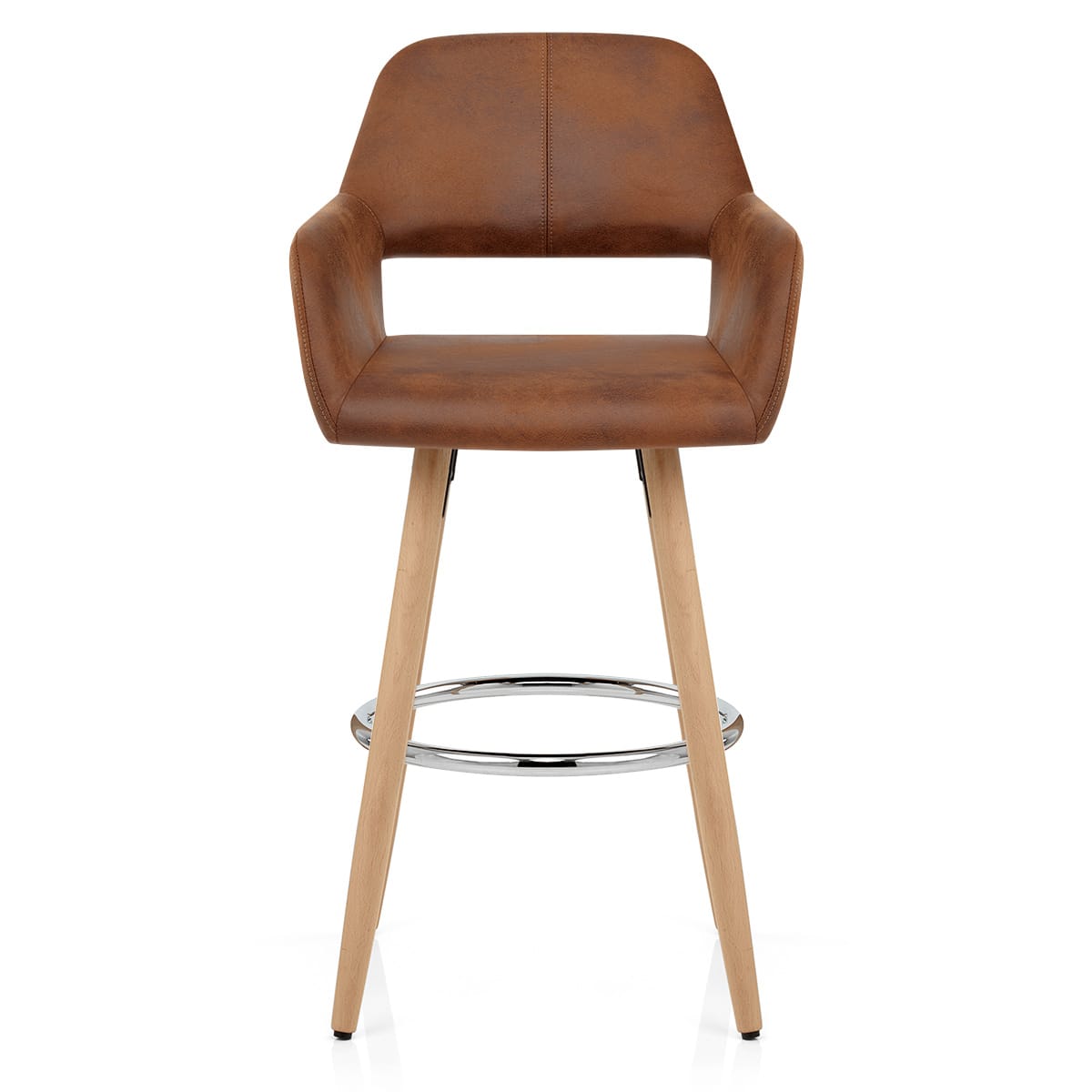 Chaise de Bar Bois Faux Cuir Antique - Kite Marron 