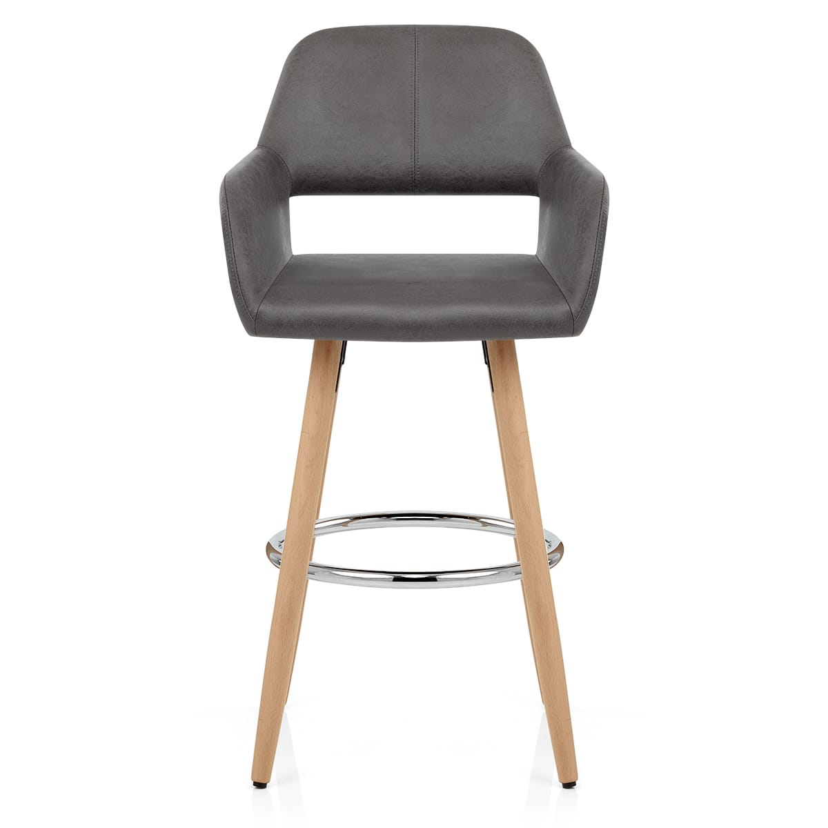 Chaise de Bar Bois Faux Cuir Antique - Kite Gris 