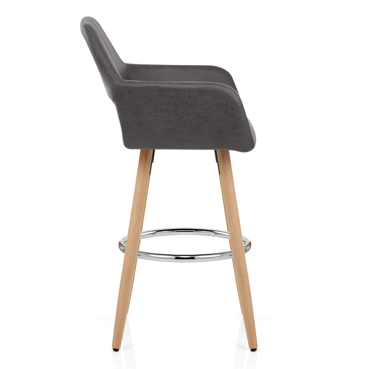 Chaise de Bar Bois Faux Cuir Antique - Kite Gris 