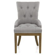 Knightsbridge Oak Chair Grey Fabric