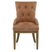 Chaise Faux Cuir Bois - Knightsbridge Marron