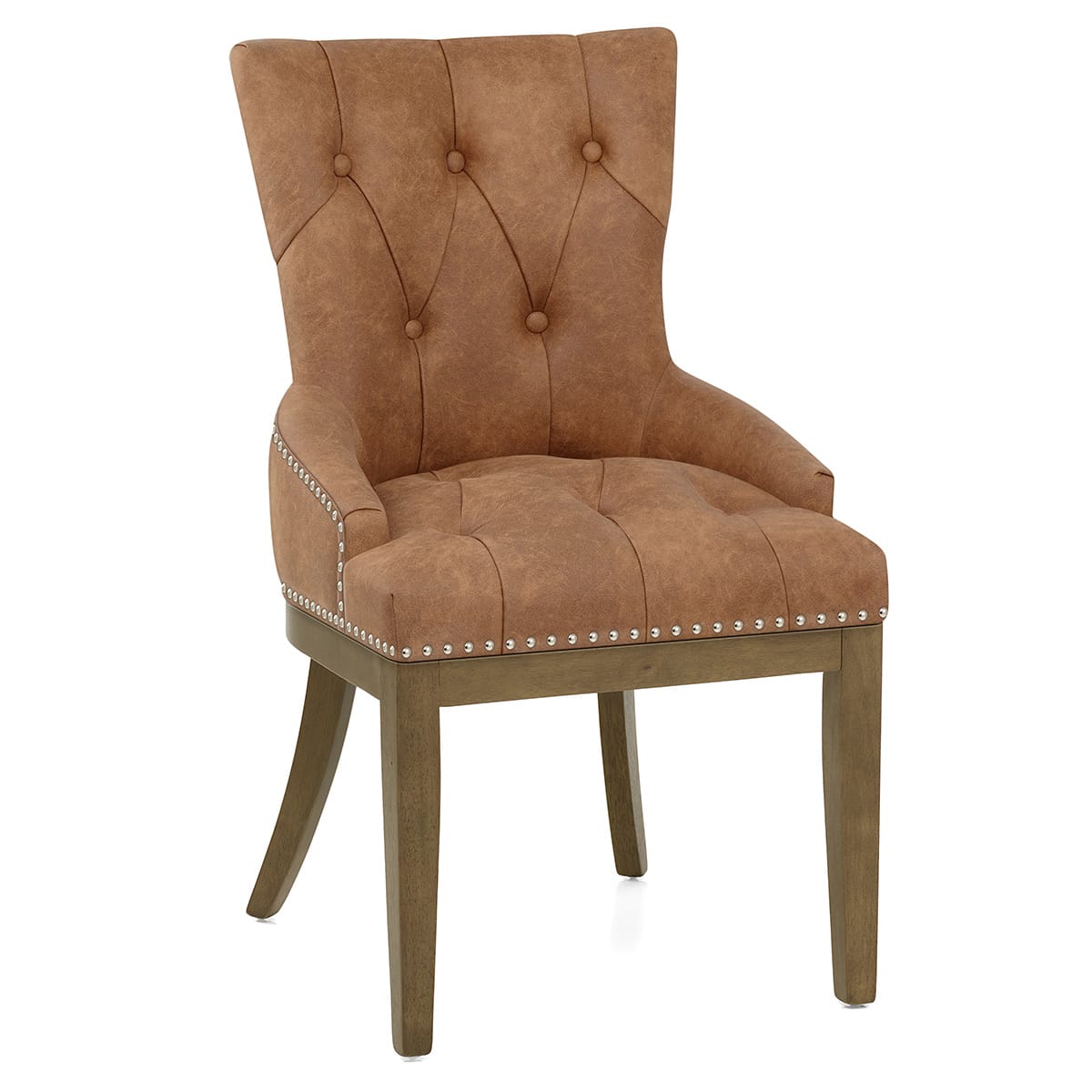 Chaise Faux Cuir Bois - Knightsbridge Marron