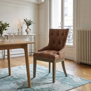 Chaise Faux Cuir Bois - Knightsbridge Marron