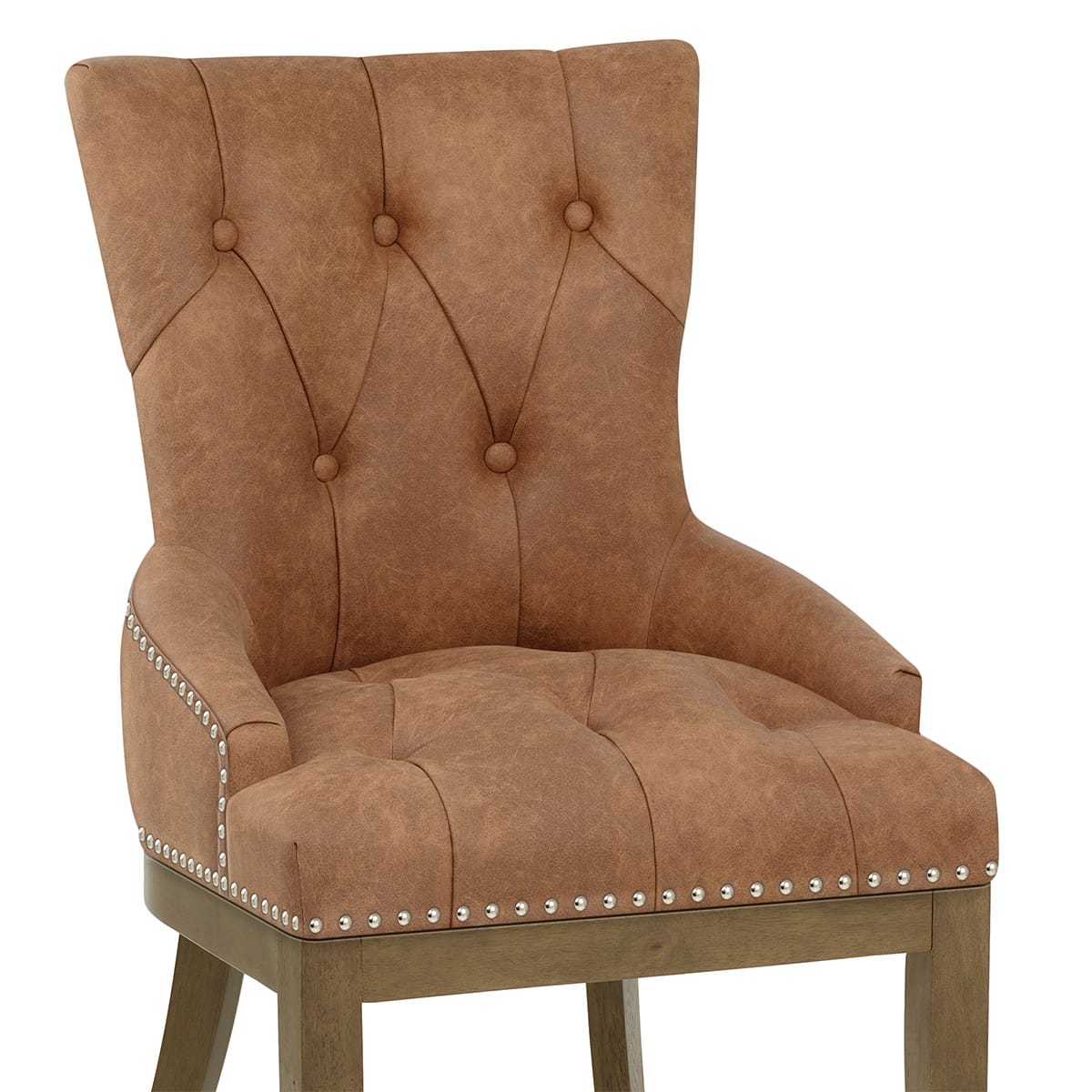 Chaise Faux Cuir Bois - Knightsbridge Marron