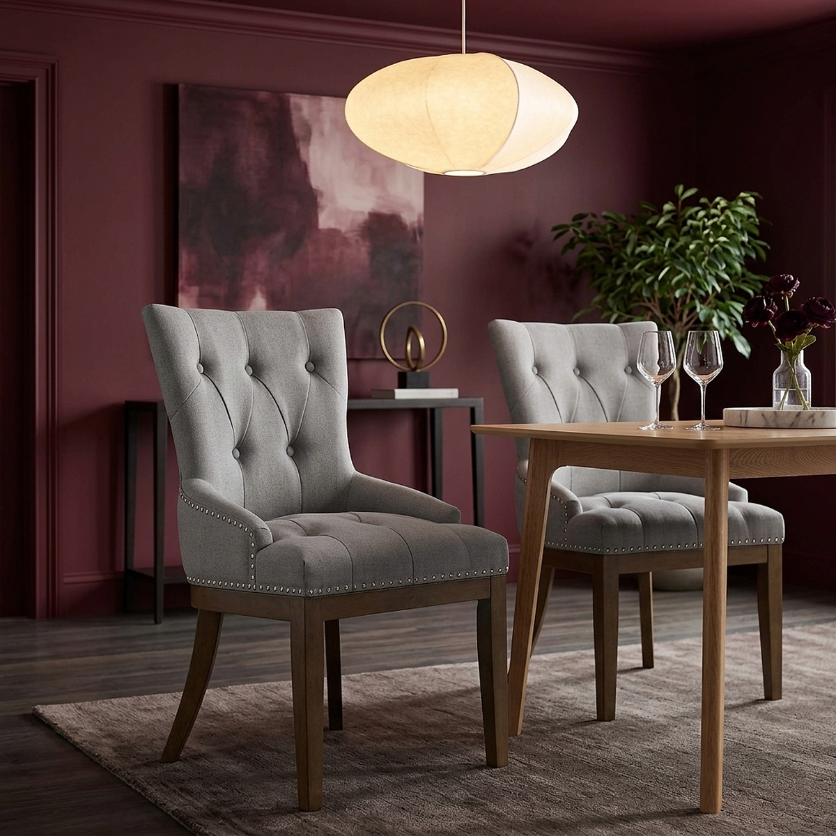 Chaise Chêne Tissu - Knightsbridge Gris 