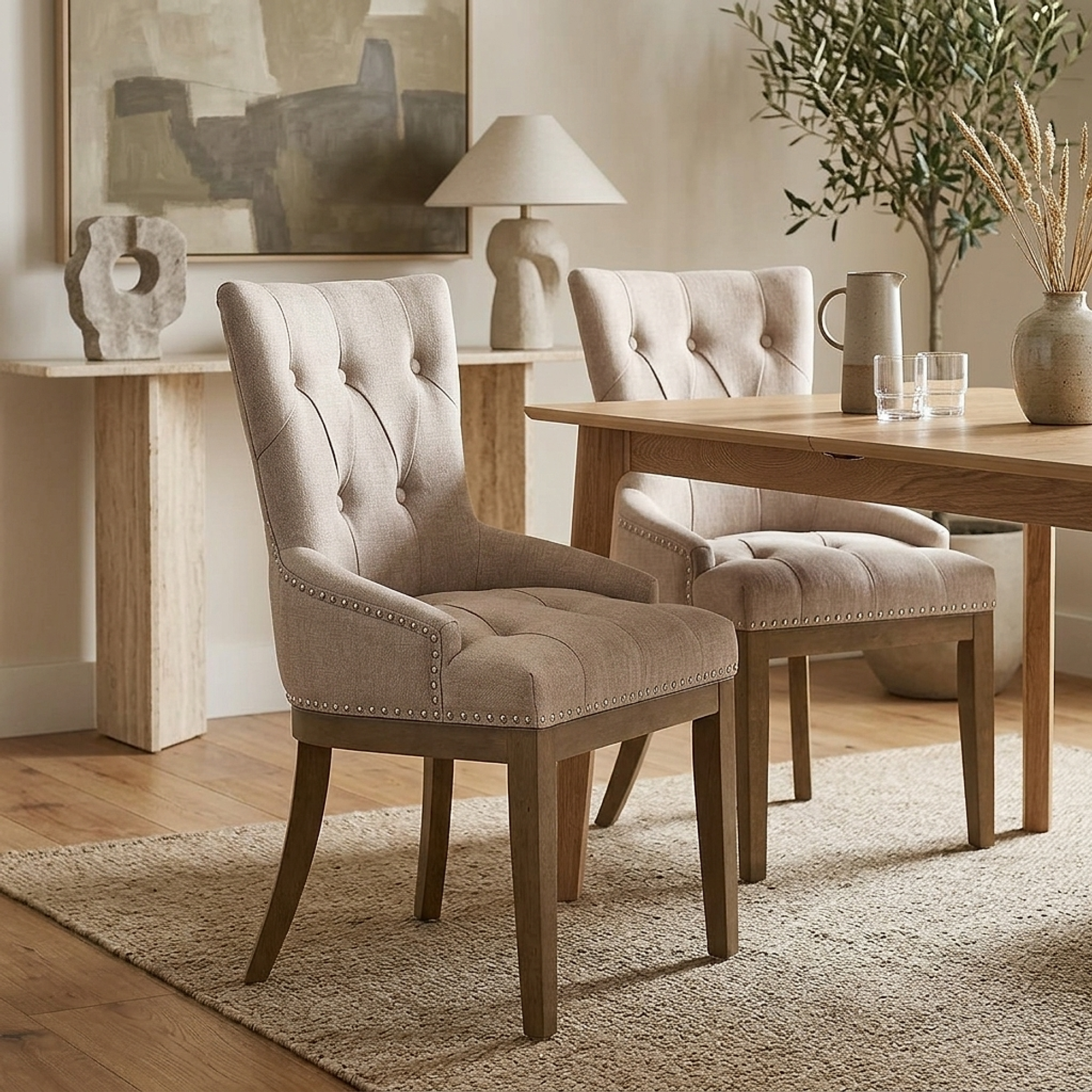 Chaise Chêne Tissu - Knightsbridge Taupe 