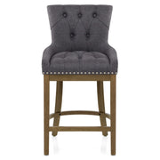Knightsbridge Oak Stool Charcoal Fabric