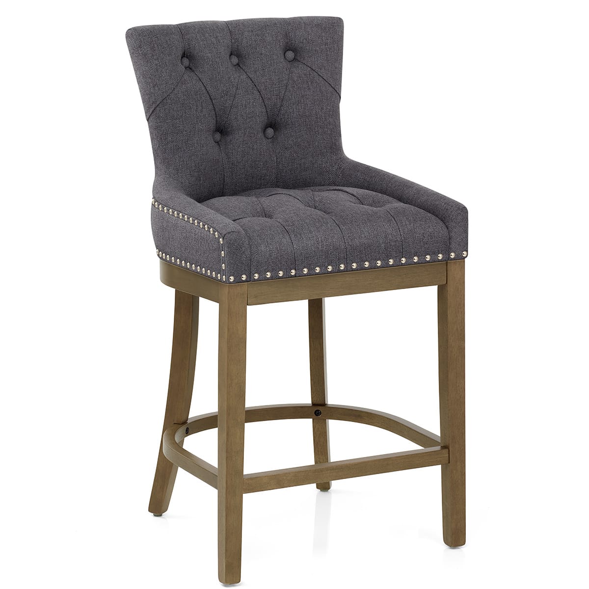 Knightsbridge Oak Stool Charcoal Fabric