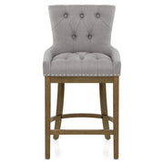 Knightsbridge Oak Stool Grey Fabric