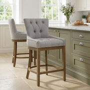 Tabouret de Bar Bois Tissu - Knightsbridge Gris 