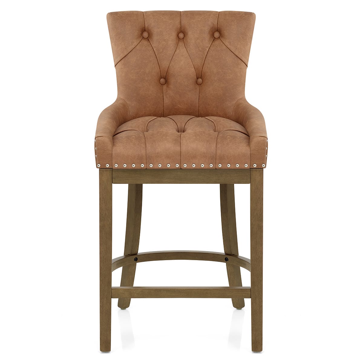 Tabouret de Bar Faux Cuir Bois - Knightsbridge Marron