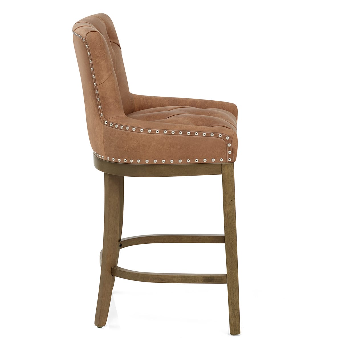 Tabouret de Bar Faux Cuir Bois - Knightsbridge Marron
