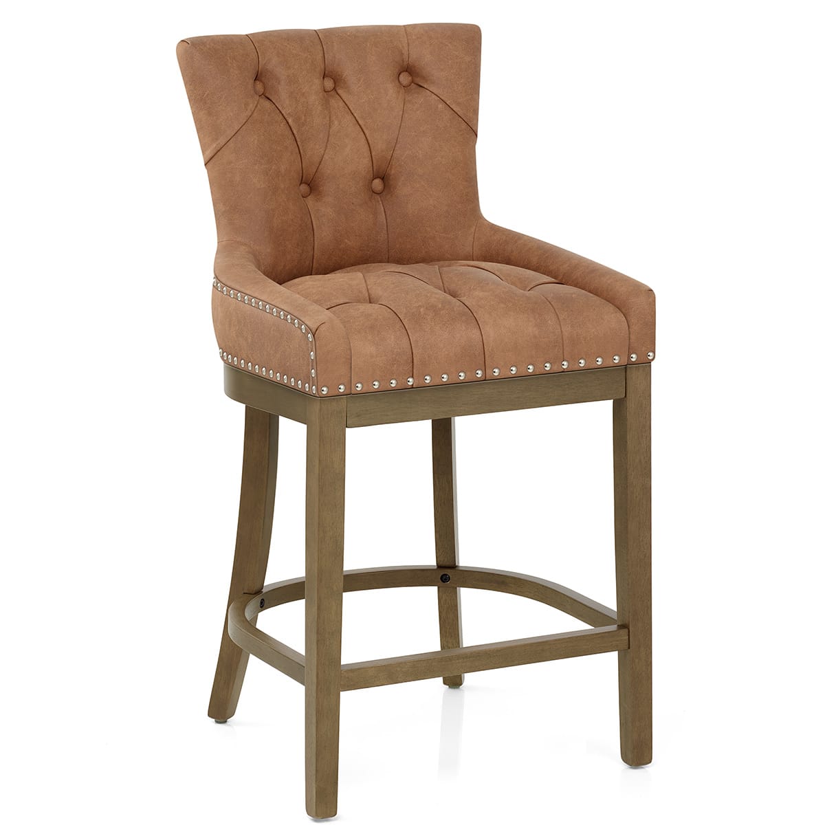 Tabouret de Bar Faux Cuir Bois - Knightsbridge Marron