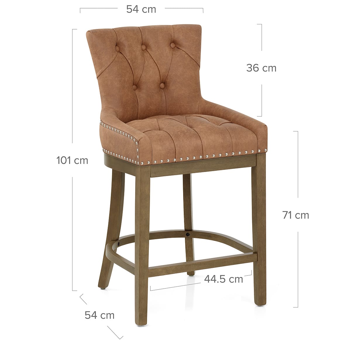 Tabouret de Bar Faux Cuir Bois - Knightsbridge Marron