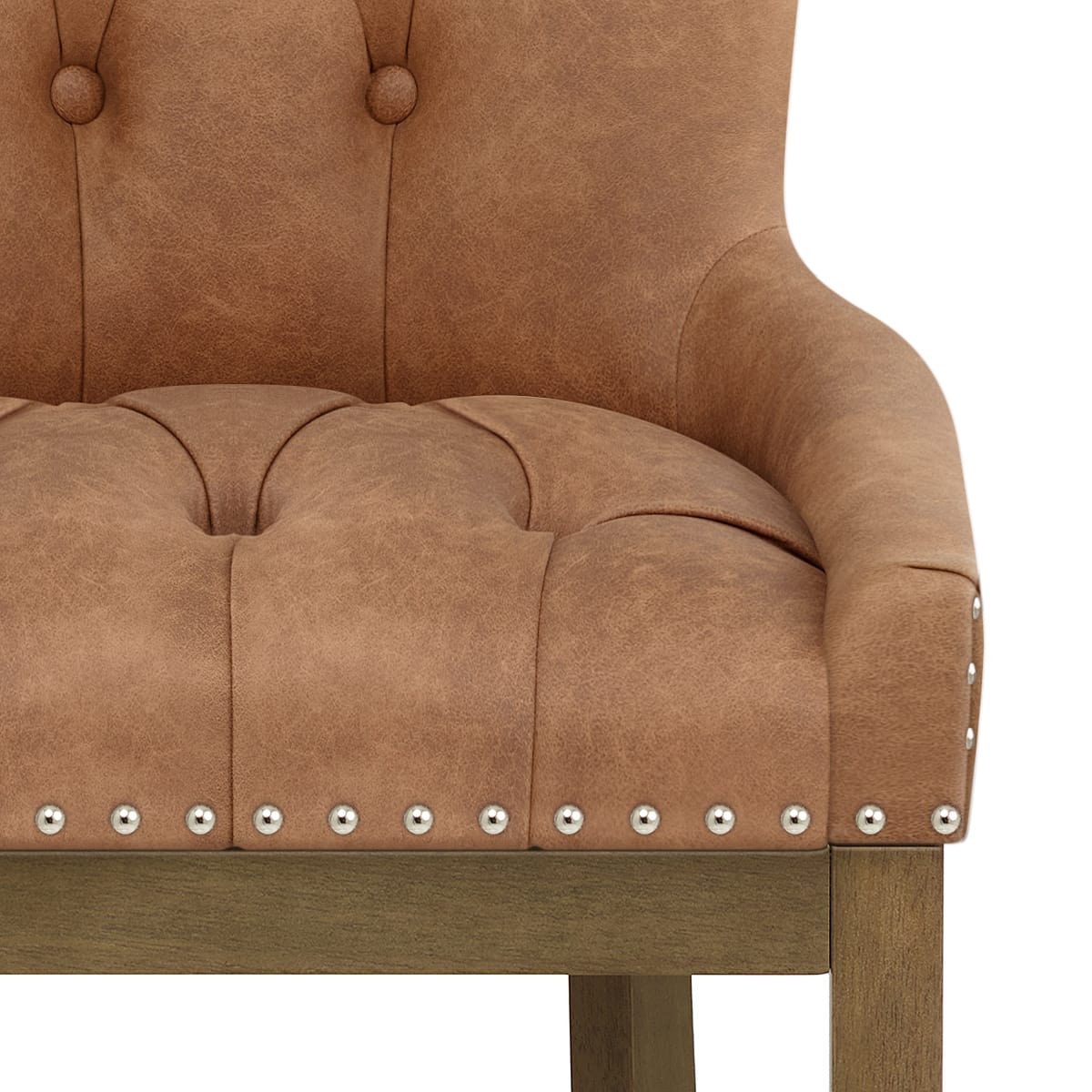 Tabouret de Bar Faux Cuir Bois - Knightsbridge Marron