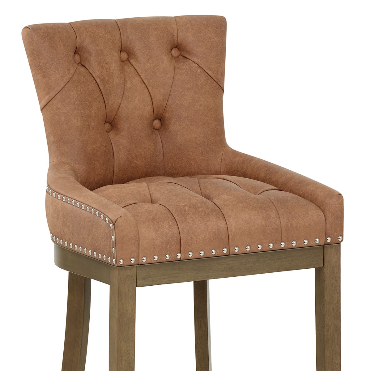 Tabouret de Bar Faux Cuir Bois - Knightsbridge Marron