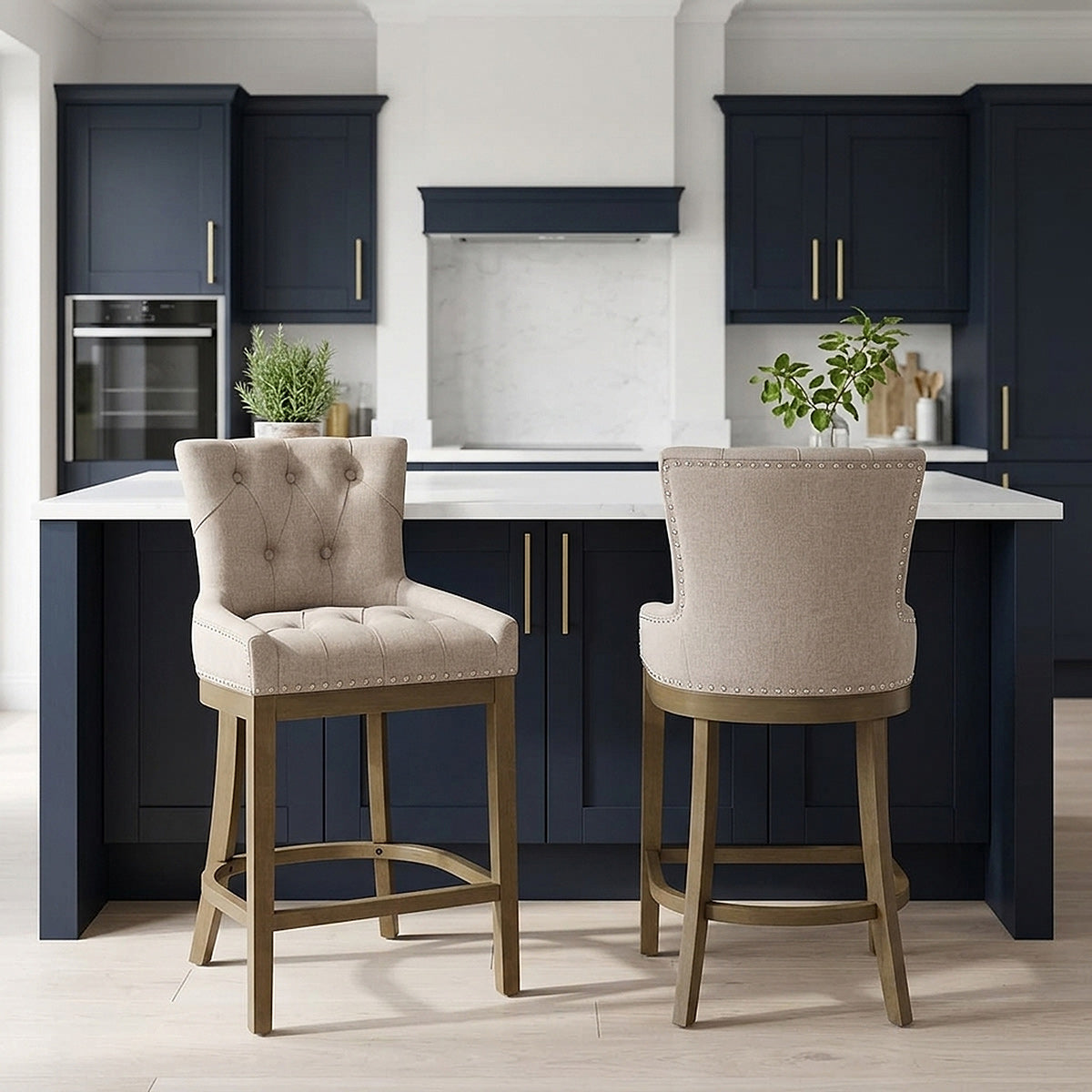 Tabouret de Bar Bois Tissu - Knightsbridge Taupe 