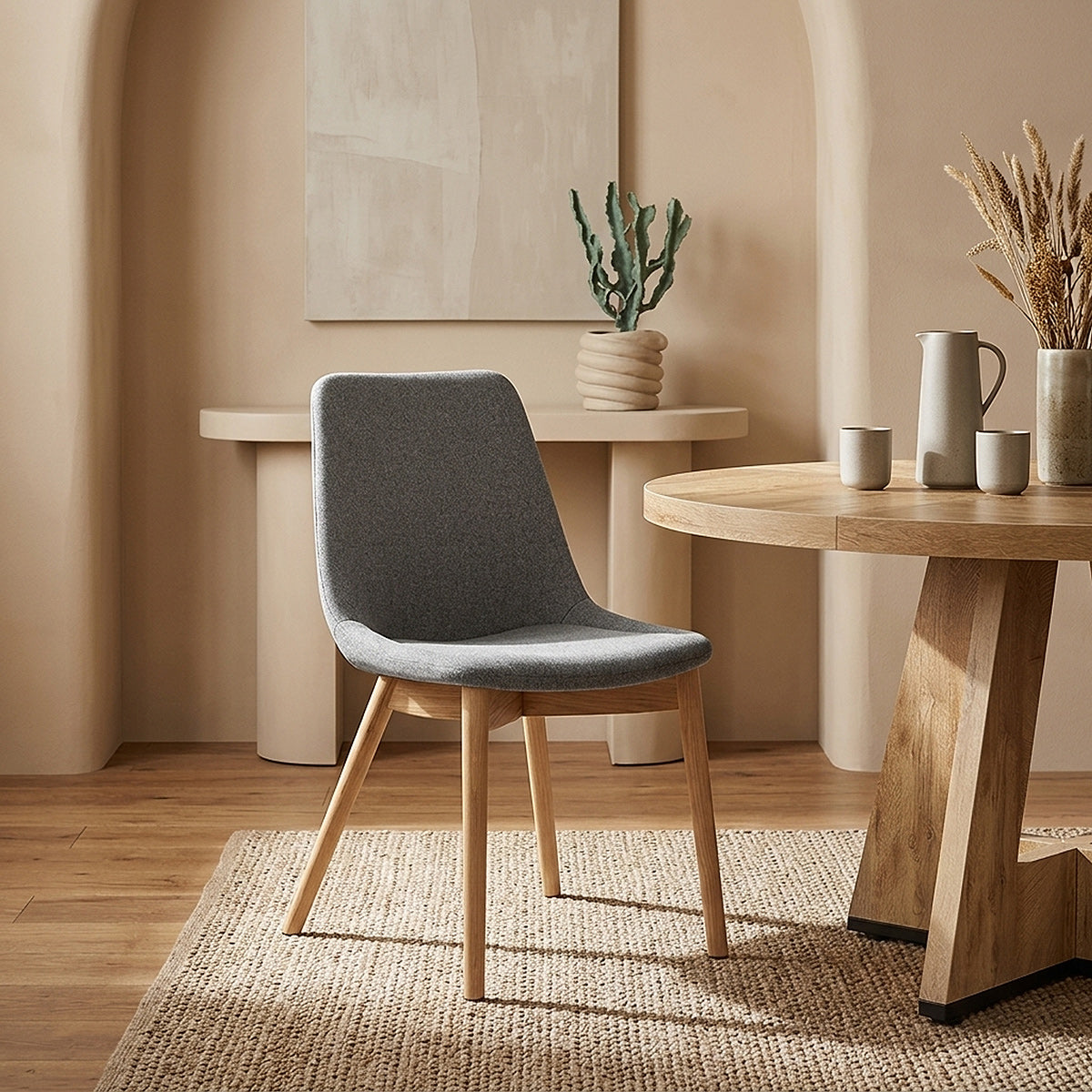 Chaise Bois Tissu - Kobe Gris Foncé 