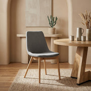 Chaise Bois Tissu - Kobe Gris Foncé 