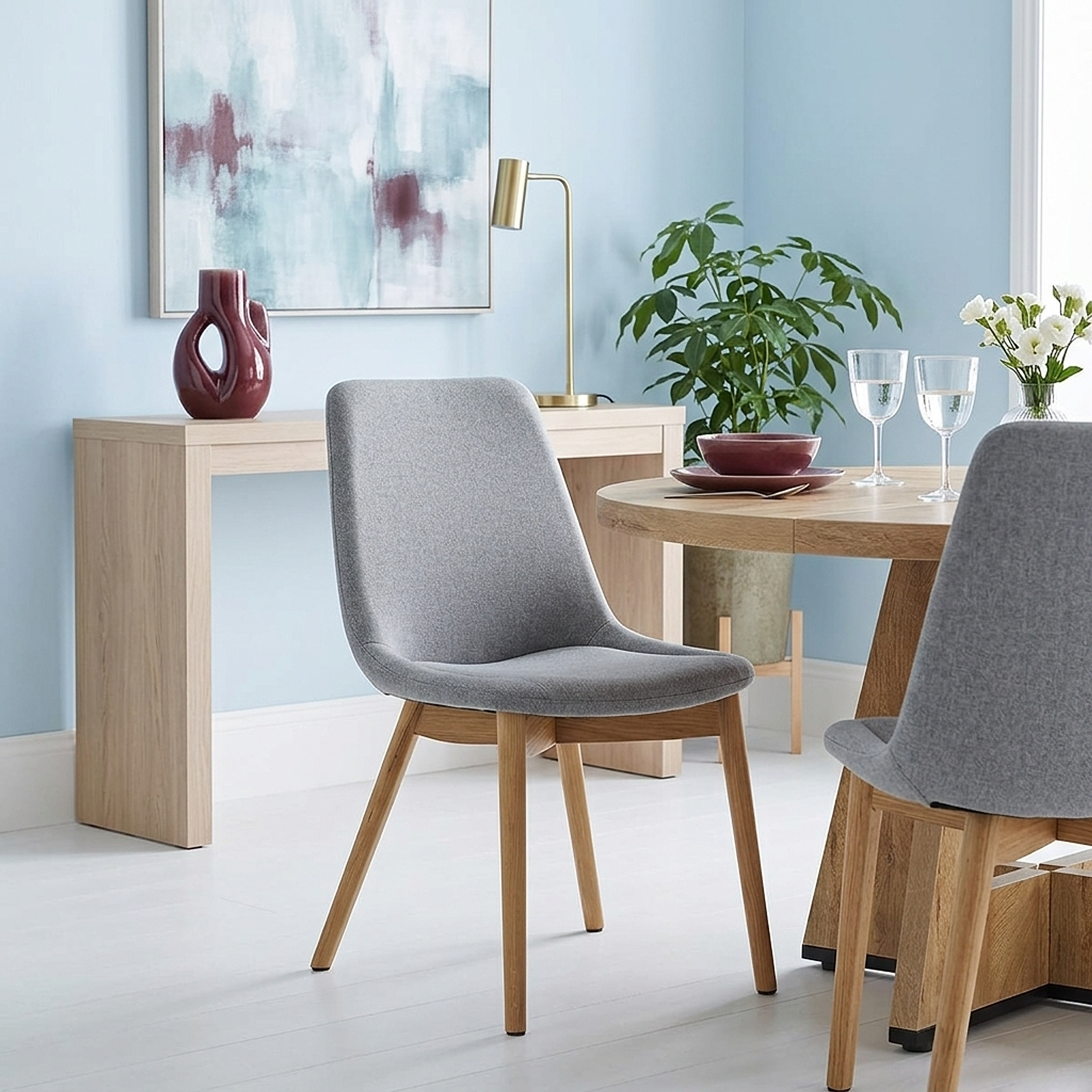 Chaise Bois Tissu - Kobe Gris 
