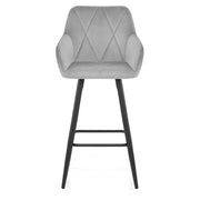 Lanson Bar Stool Grey Velvet