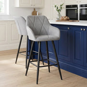 Tabouret de Bar Velours - Lanson Gris 