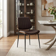 Chaise Bois Faux Cuir - Lara Marron 
