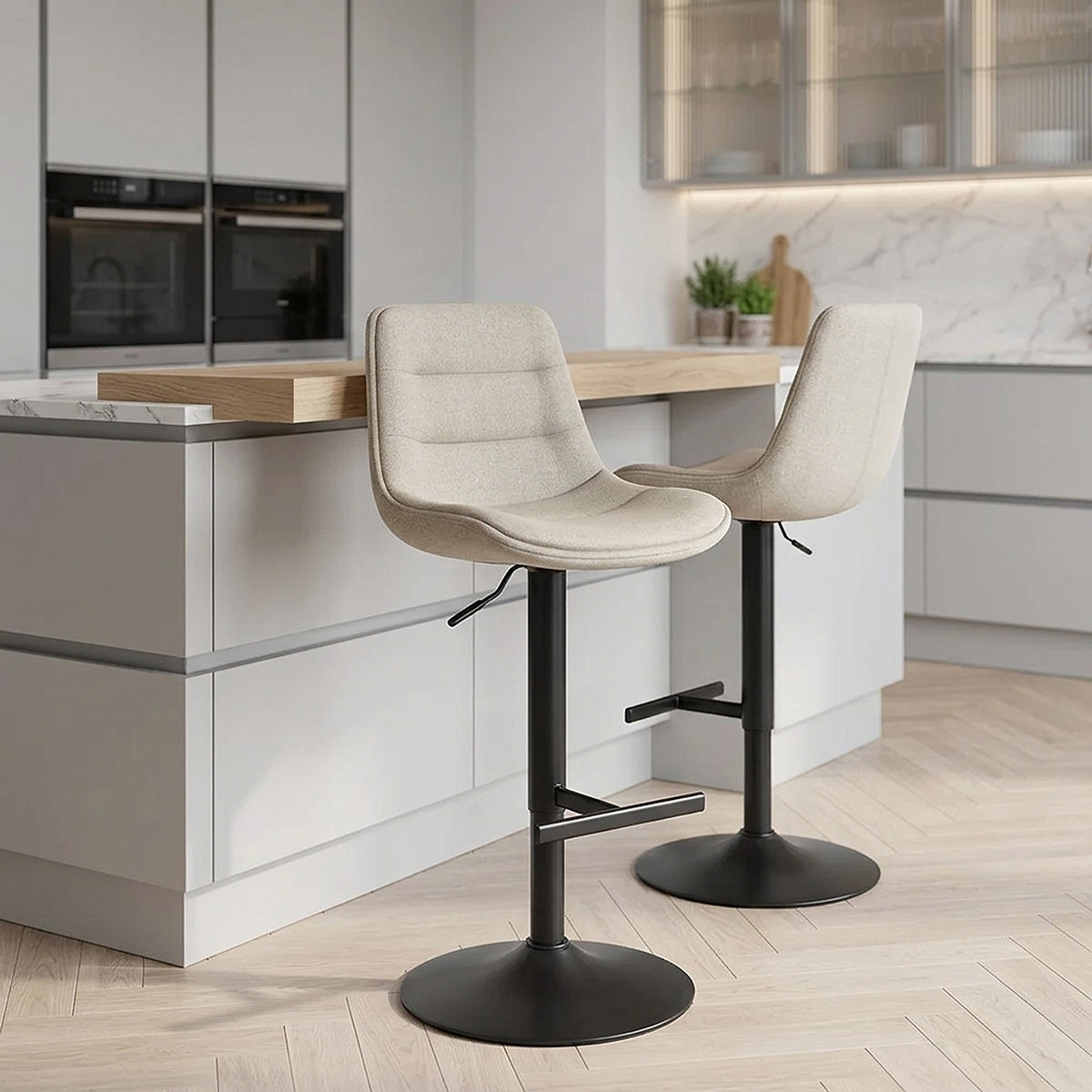 Tabouret de Bar Tissu - Lattice Crème 