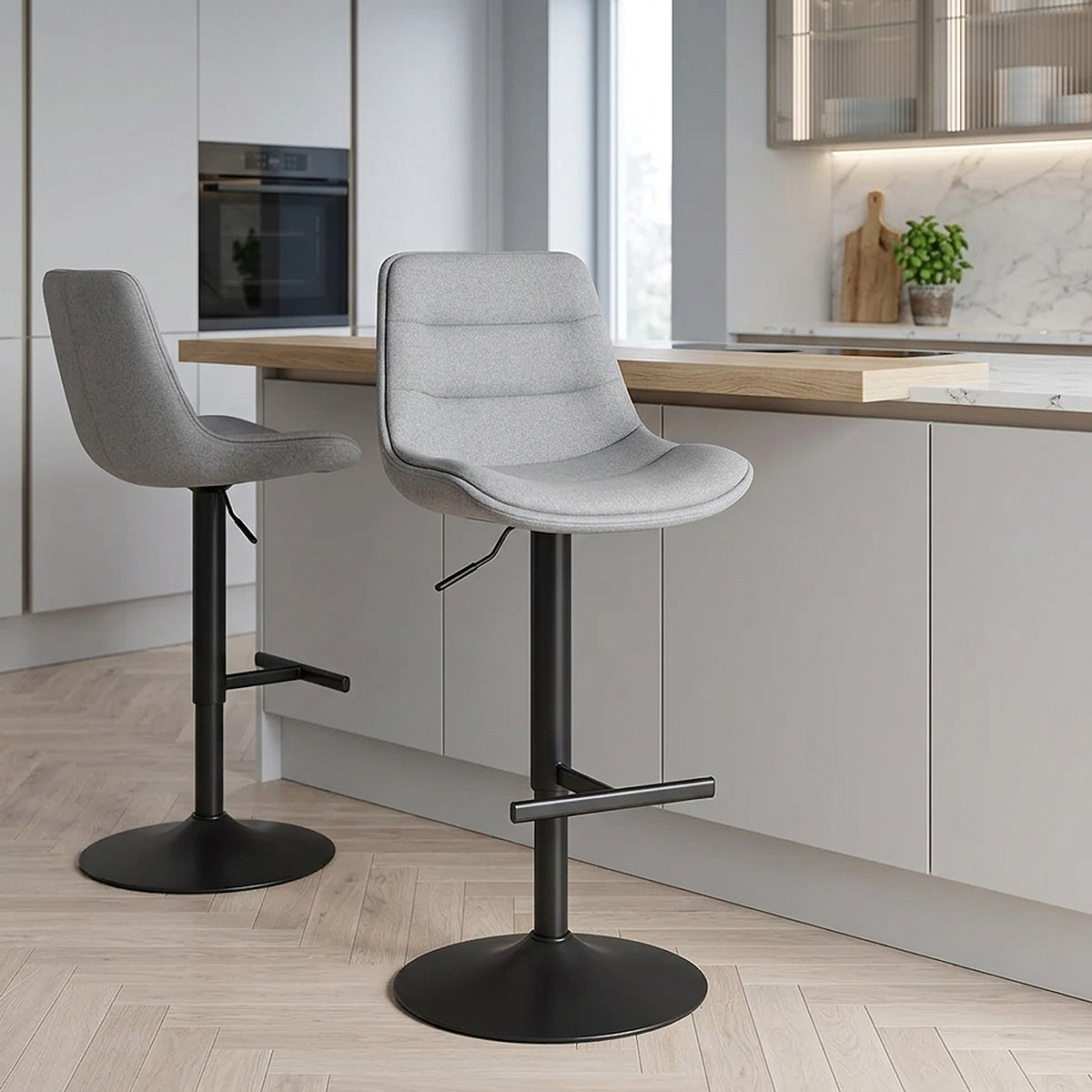 Tabouret de Bar Tissu - Lattice Gris 