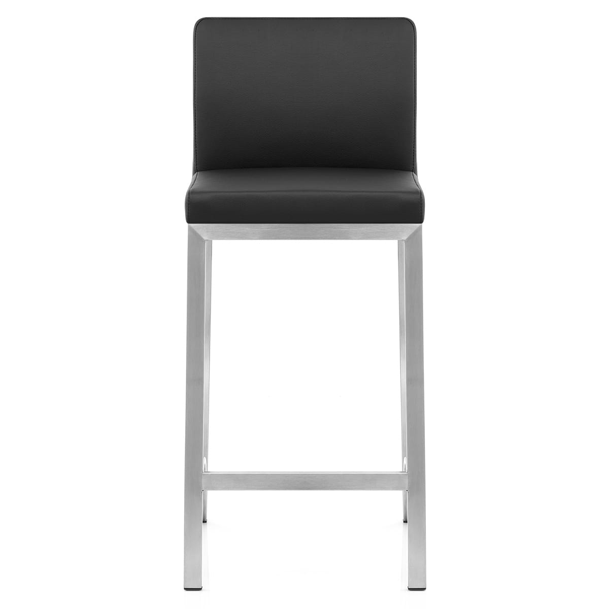 Leah Brushed Real Leather Stool Black