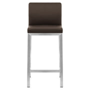 Leah Brushed Real Leather Stool Brown