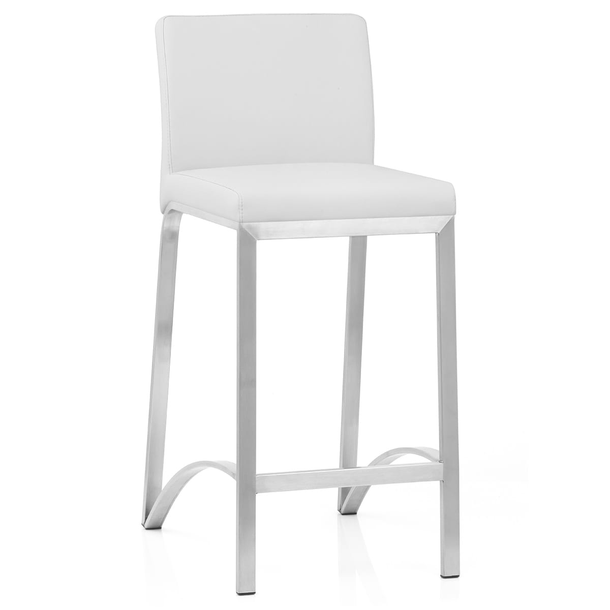 Leah Brushed Real Leather Stool White