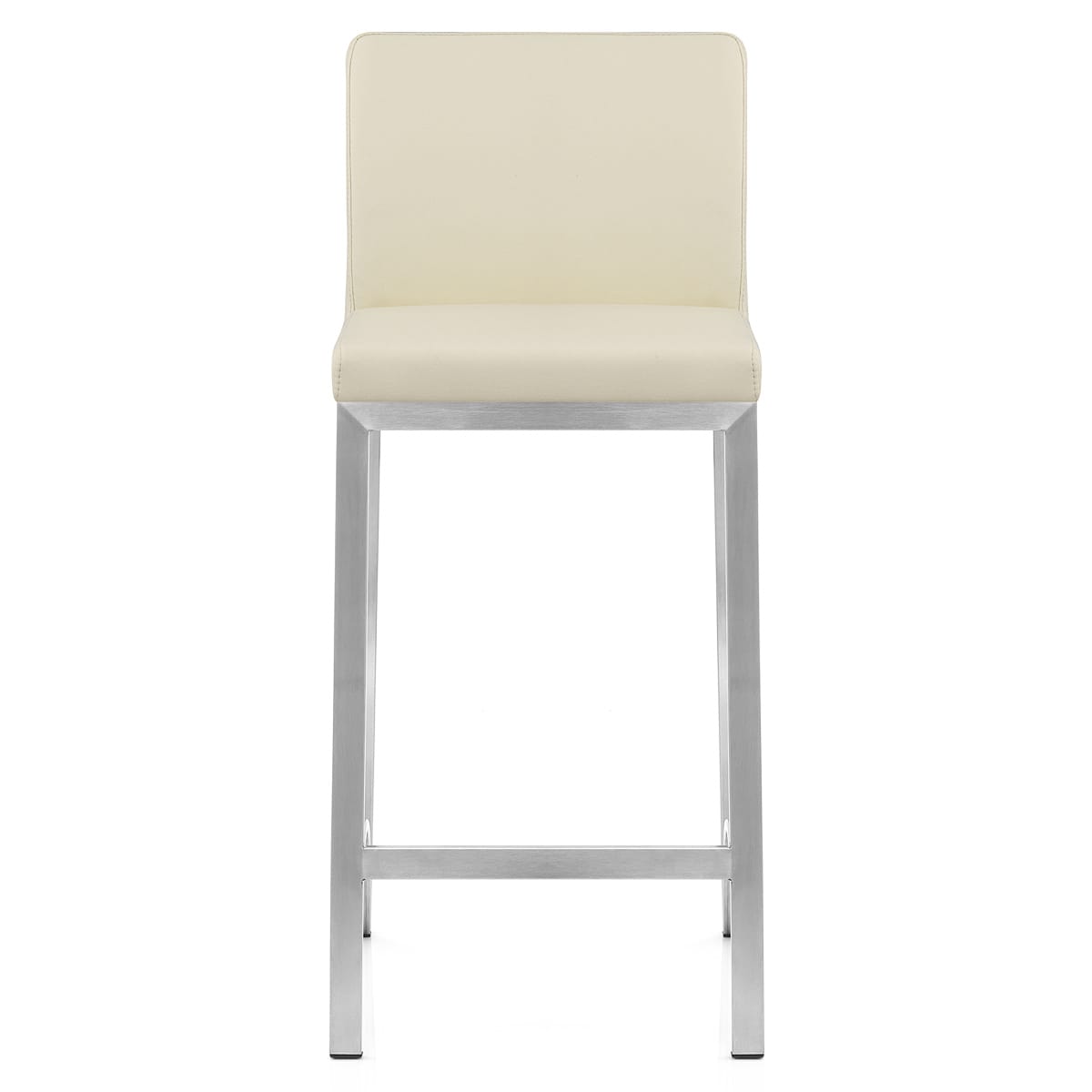 Tabouret Faux Cuir Chrome Brossé - Leah Crème 
