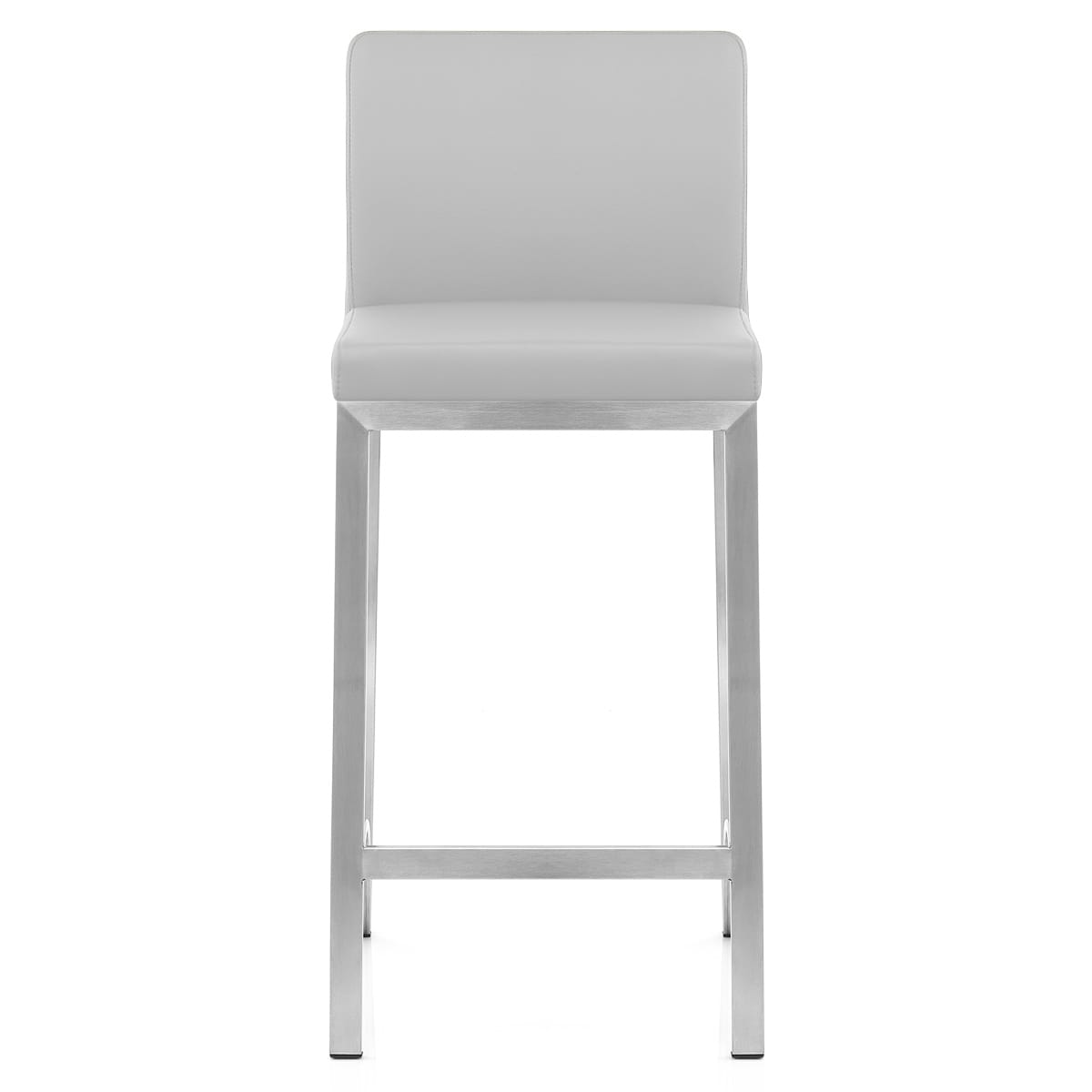 Tabouret Faux Cuir Chrome Brossé - Leah Gris 