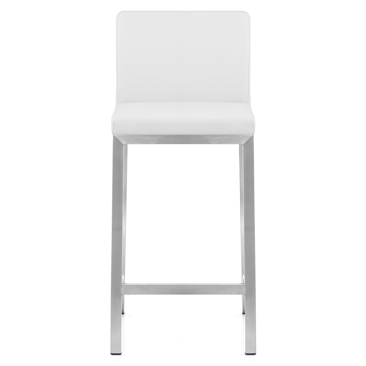 Tabouret Faux Cuir Chrome Brossé - Leah Blanc 