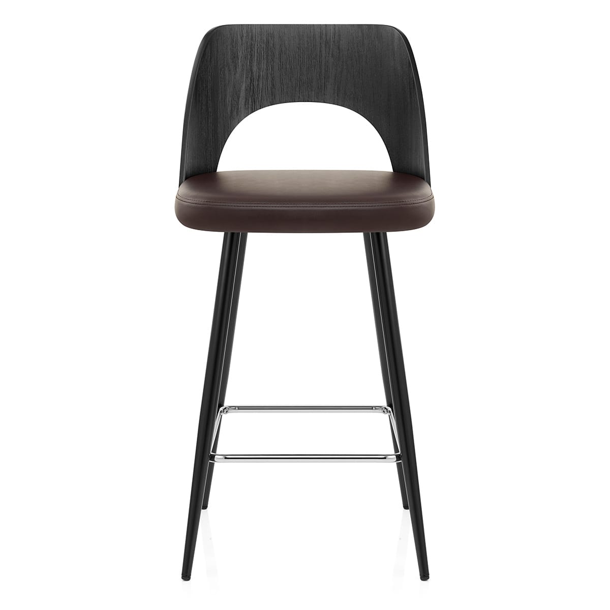 Leo Bar Stool Black Wood & Brown