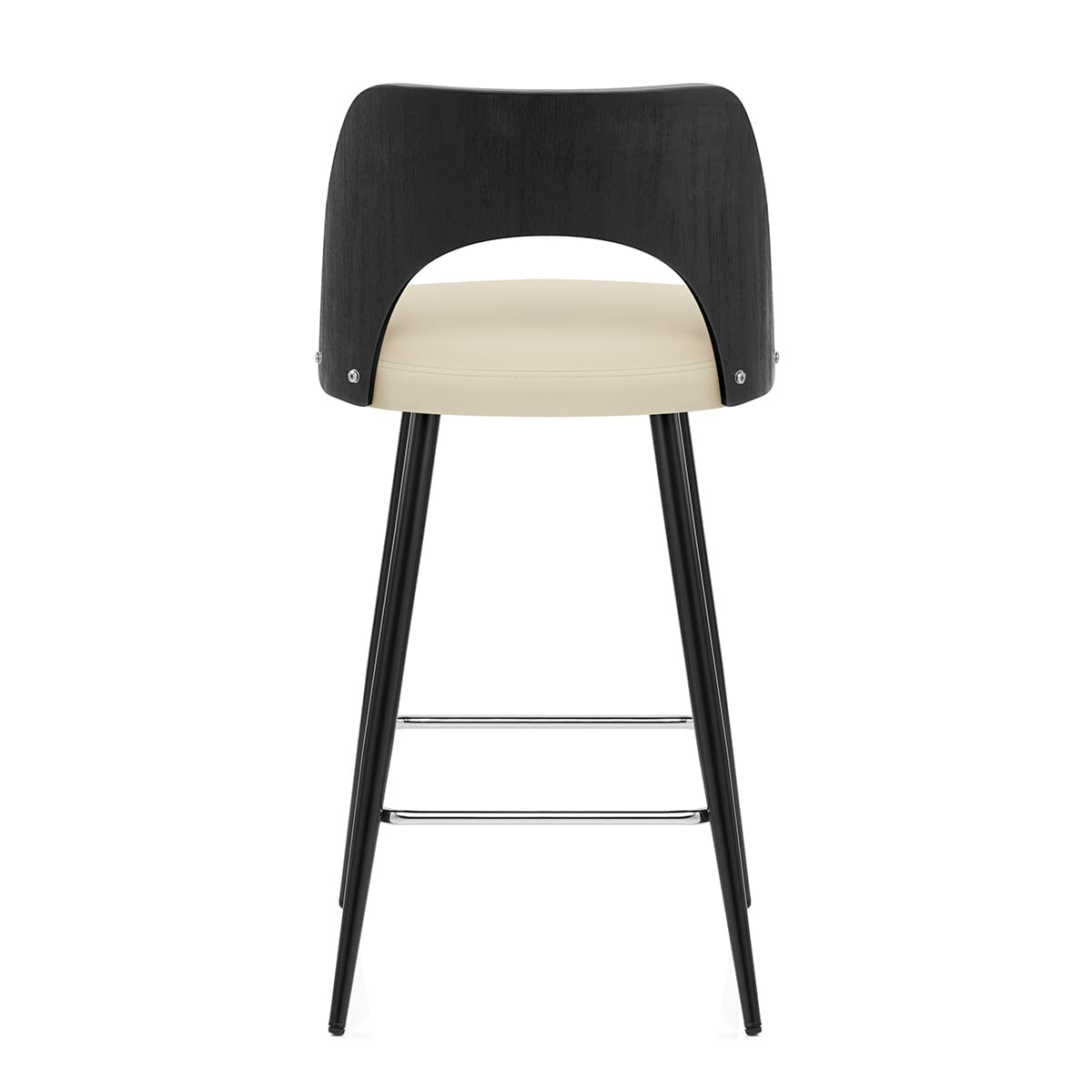 Leo Bar Stool Black Wood & Cream