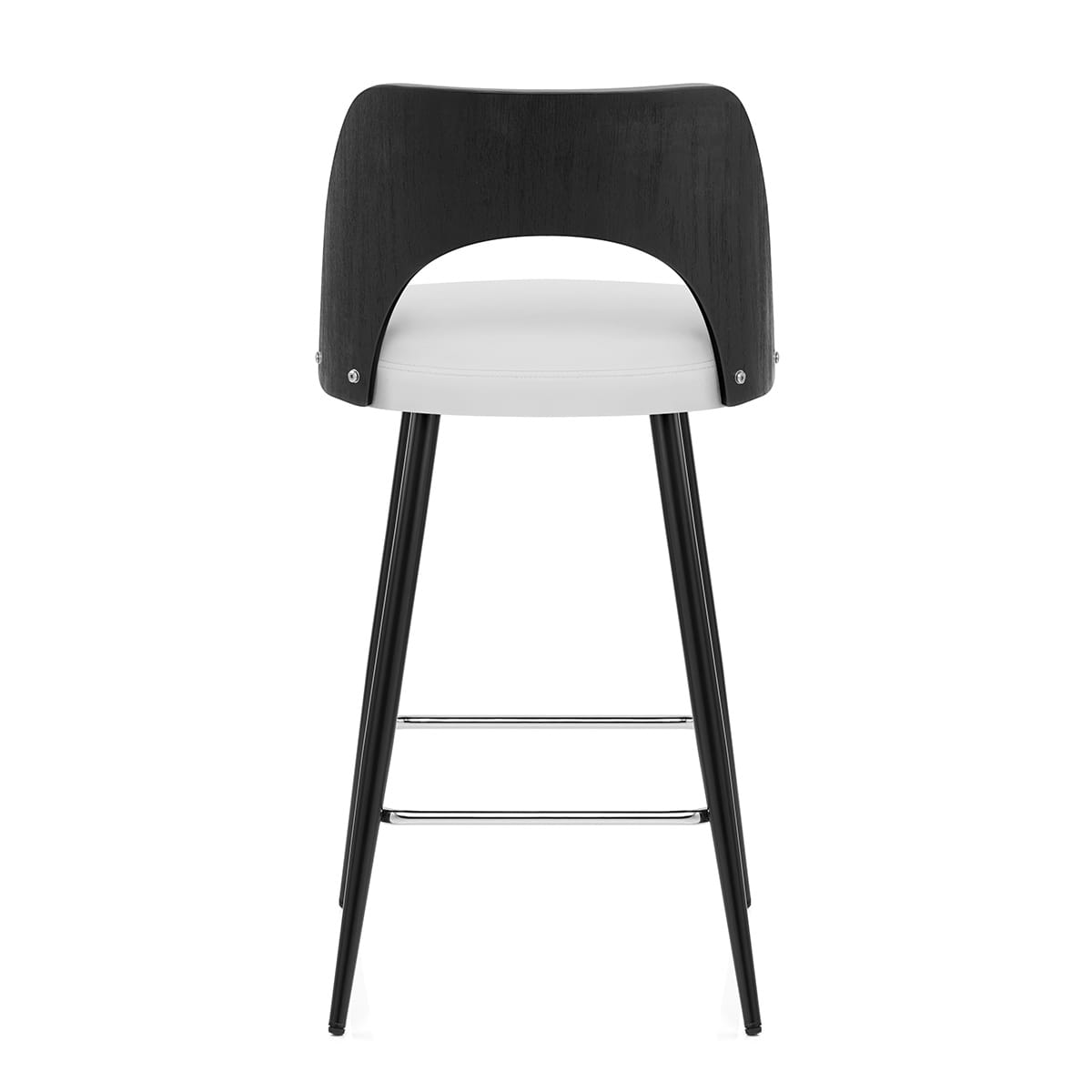 Leo Bar Stool Black Wood & White