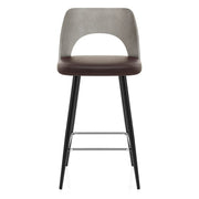 Leo Bar Stool Grey Wood & Brown